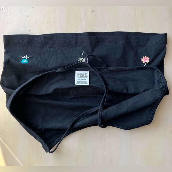 NWOT VS PINK Black Floral Embroidered Cropped Cami - Picture 4 of 4